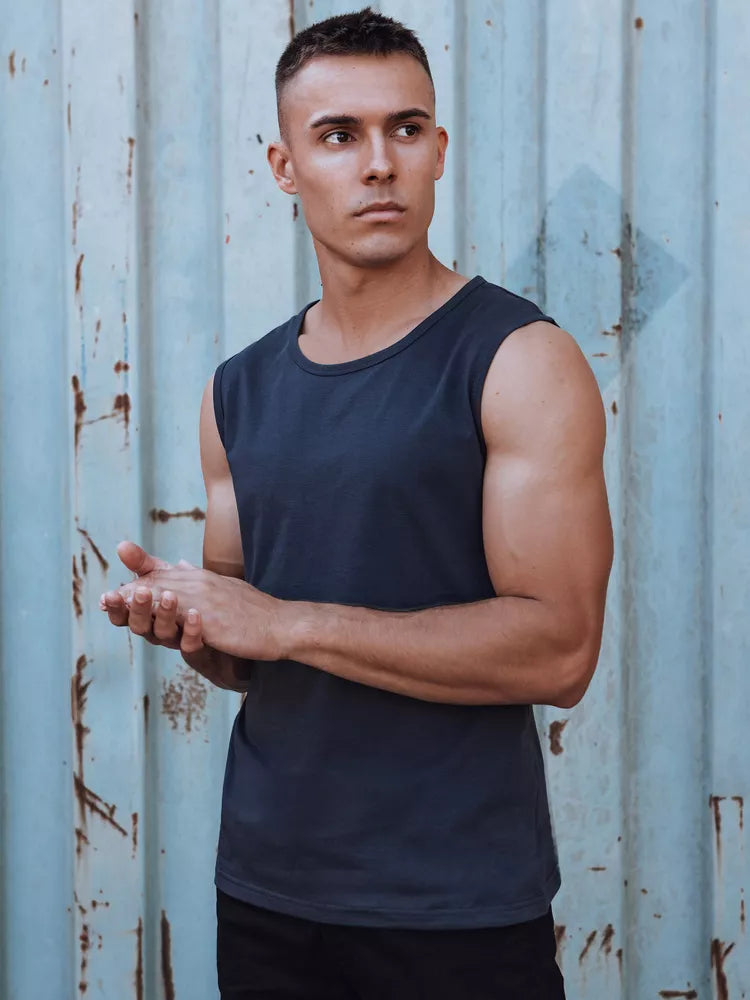 Vīriešu tumši zils krekls ar uzrakstu "Lock"