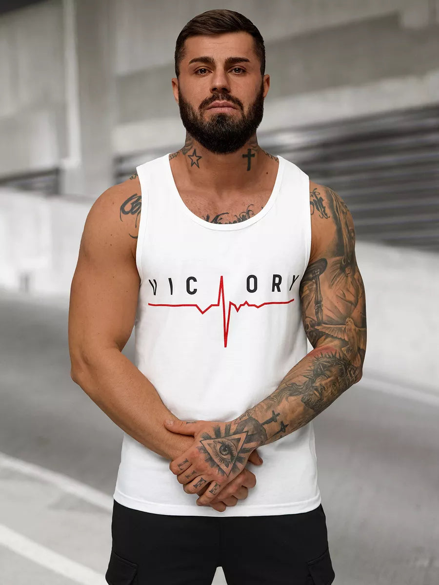 Vīriešu balts krekls bez piedurknēm "Victory"