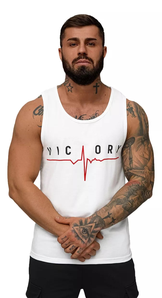 Vīriešu balts krekls bez piedurknēm "Victory"
