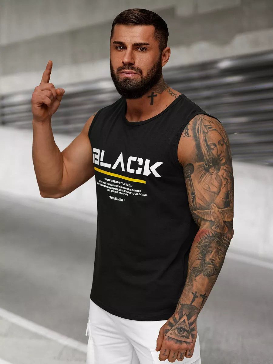 Melns vīriešu krekls bez piedurknēm, melns