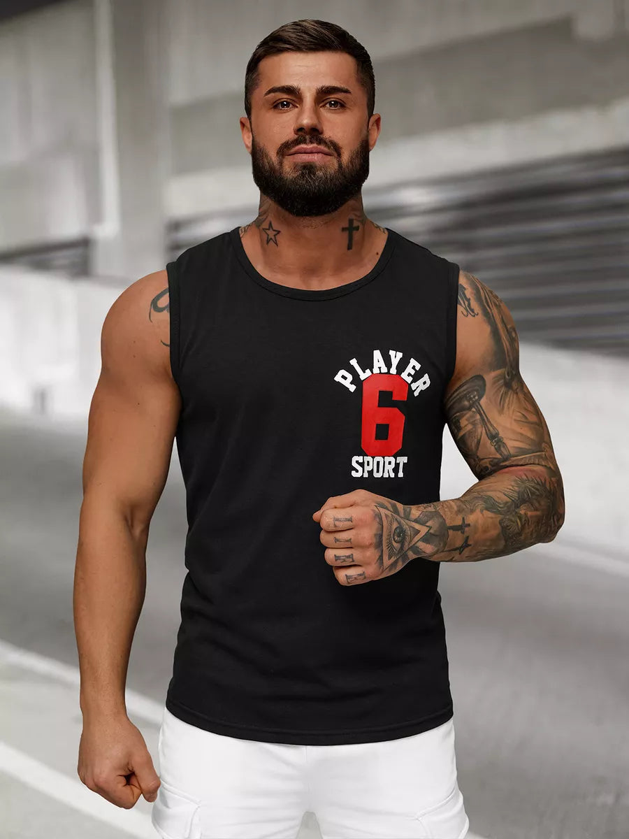 Melns vīriešu krekls bez piedurknēm Sport