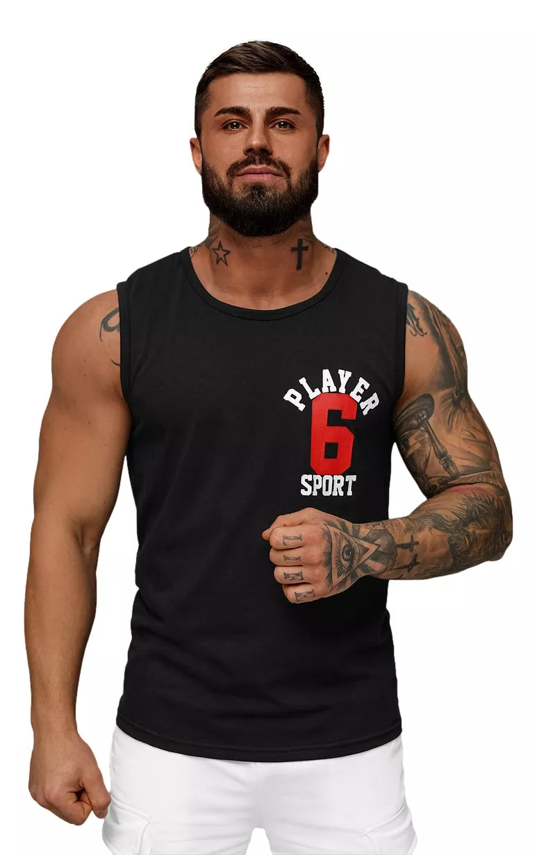 Melns vīriešu krekls bez piedurknēm Sport