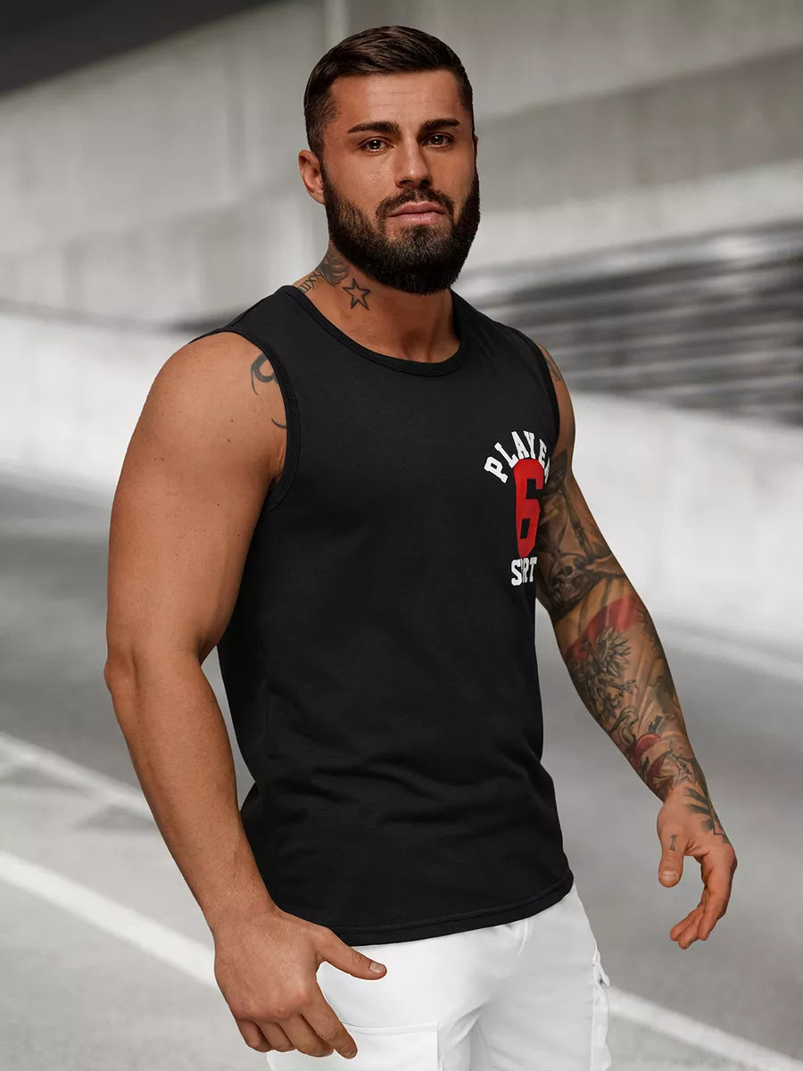 Melns vīriešu krekls bez piedurknēm Sport