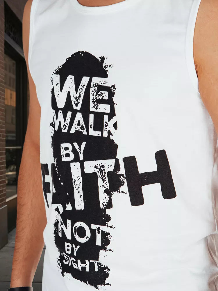 Vīriešu balts krekls bez piedurknēm Faith