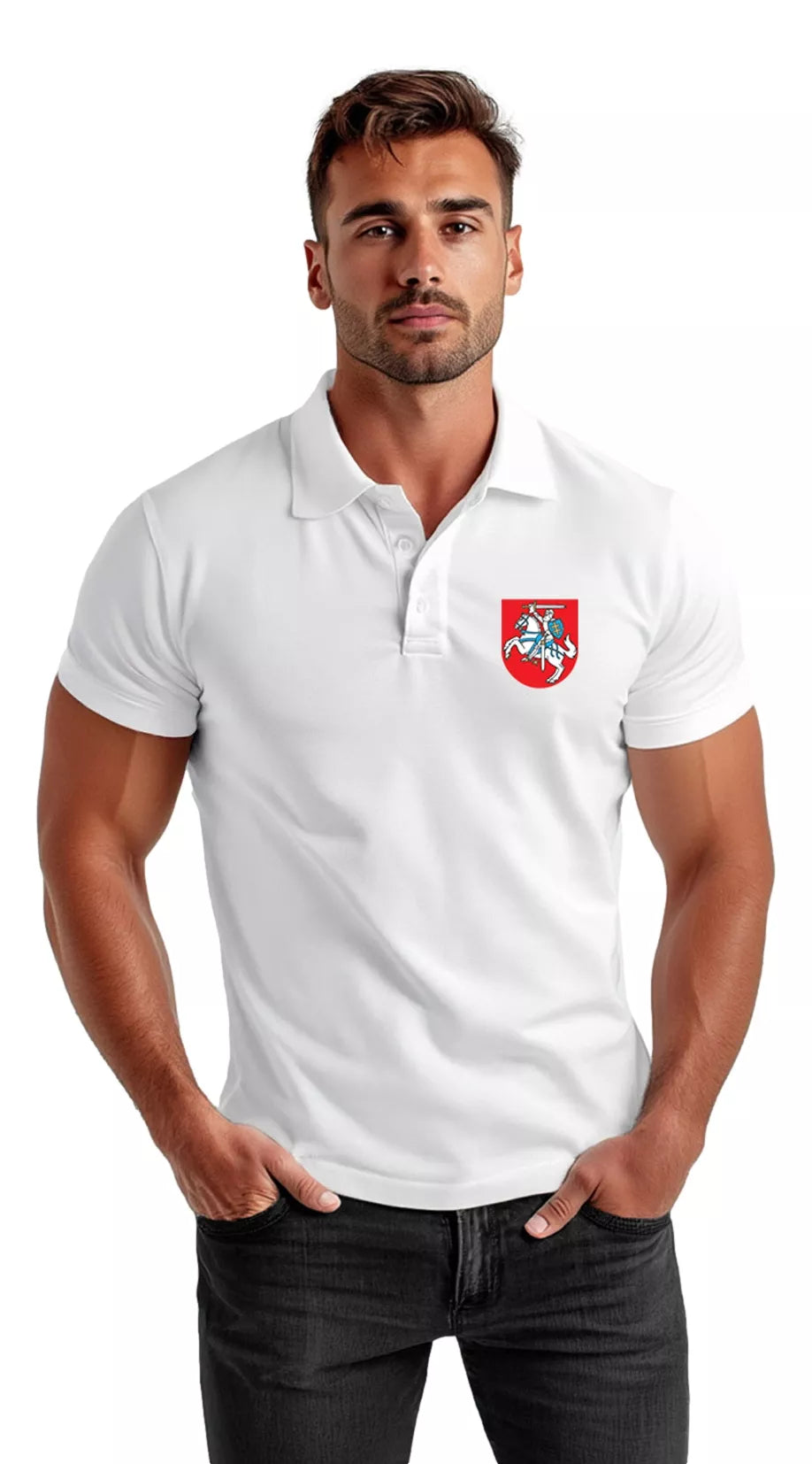 Vīriešu balts polo krekls Herbas