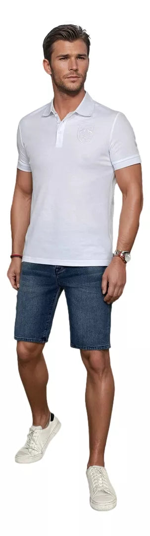 Vīriešu balts polo krekls ar Emb logotipu