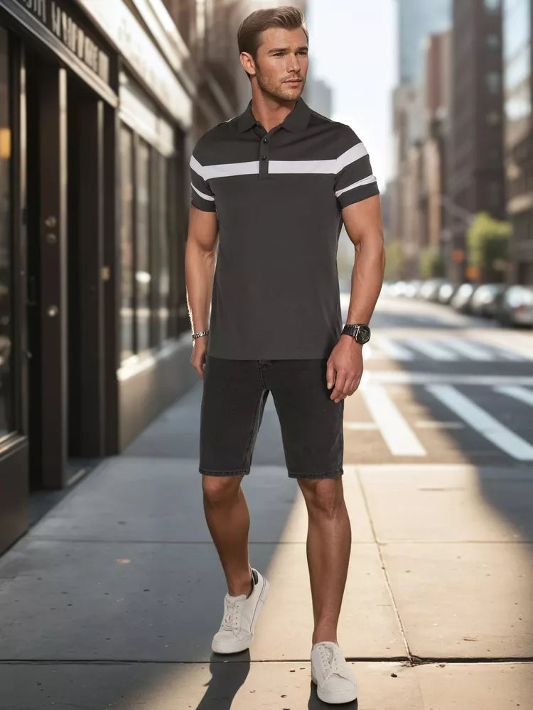 Vīriešu tumši pelēks polo krekls Lima