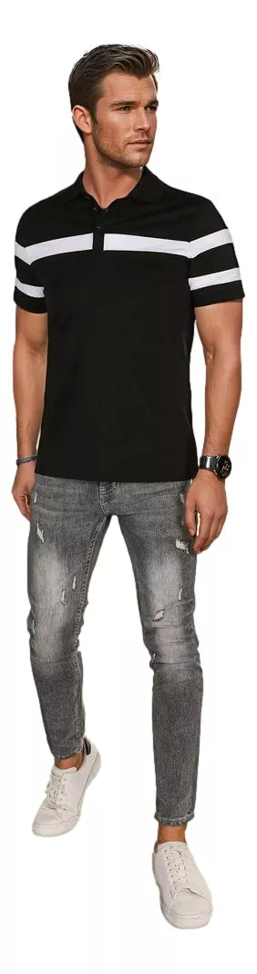 Vīriešu melns polo krekls Lima