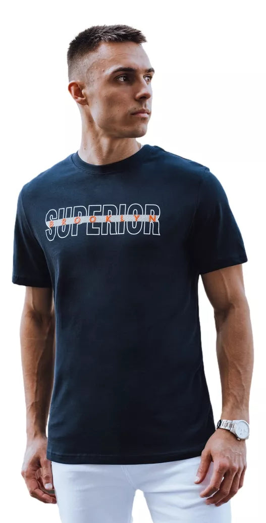 Vīriešu tumši zils T-krekls ar uzrakstu Superior