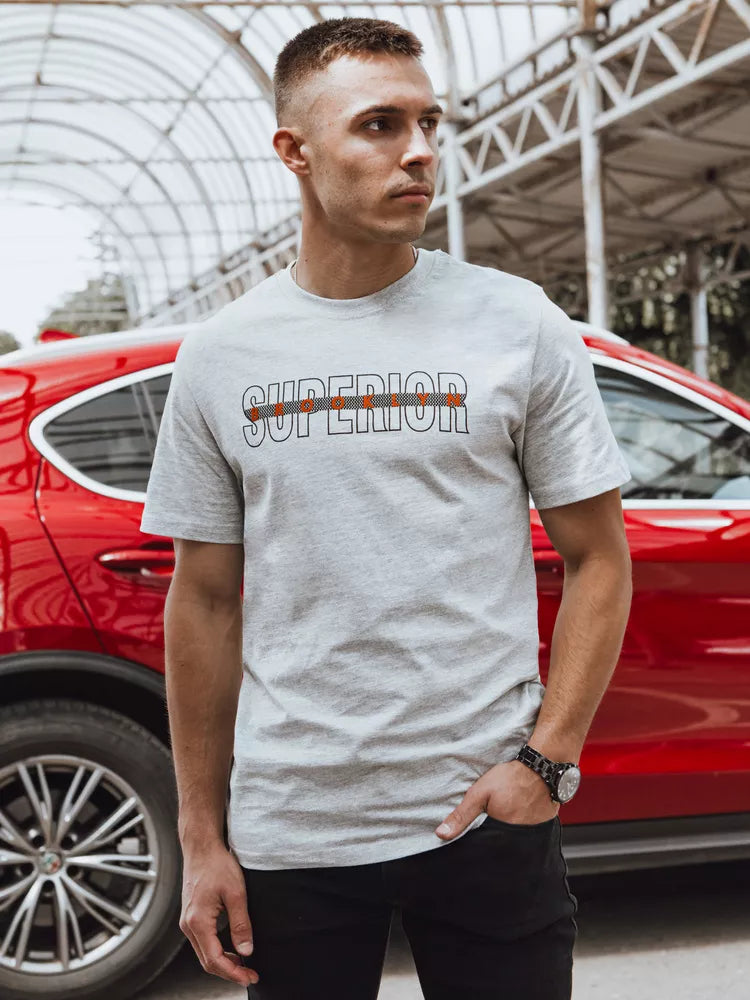 Vīriešu gaiši pelēks T-krekls ar uzrakstu Superior