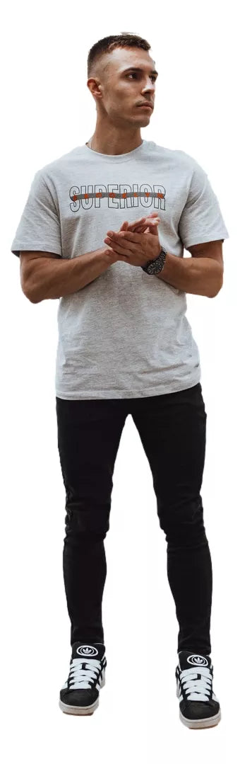 Vīriešu gaiši pelēks T-krekls ar uzrakstu Superior