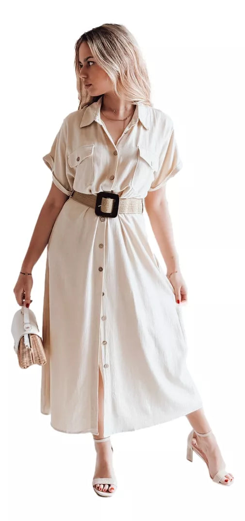 Sieviešu brūna kleita ar jostu Armina 