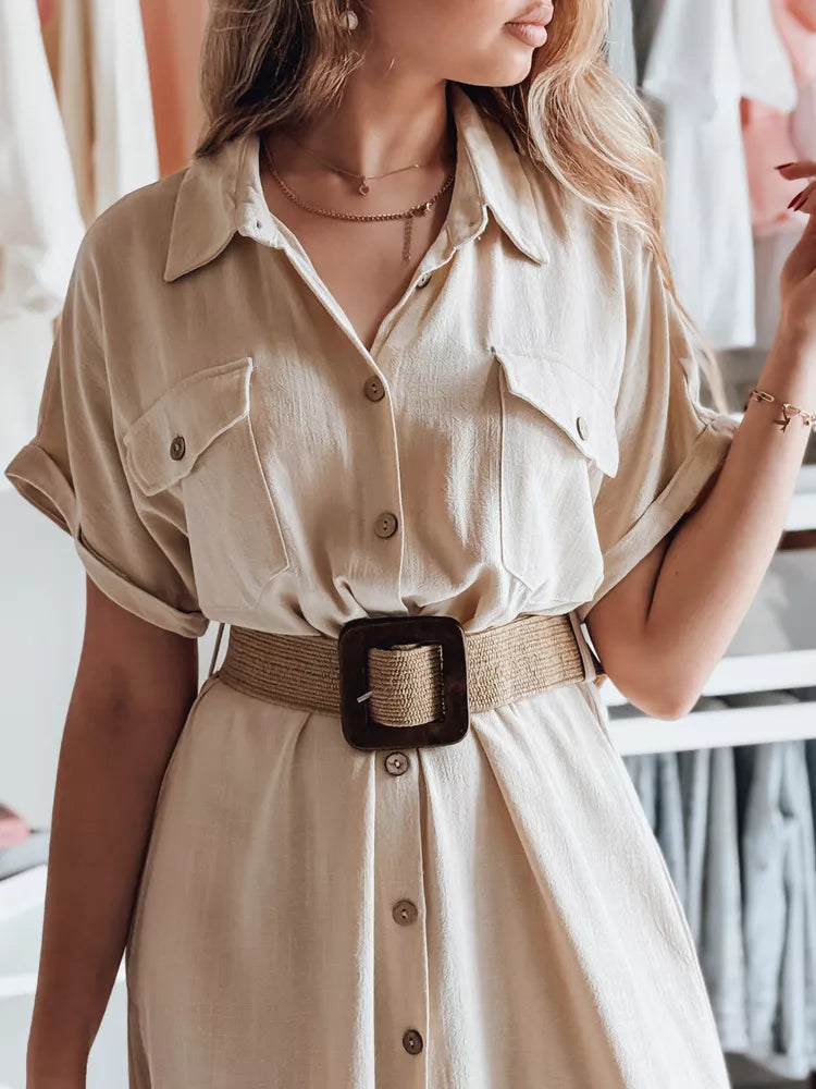 Sieviešu brūna kleita ar jostu Armina 