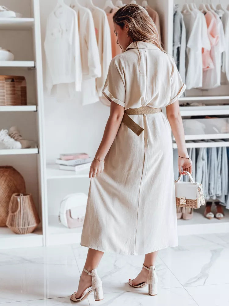 Sieviešu brūna kleita ar jostu Armina 