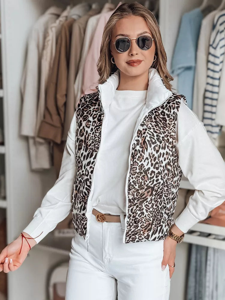 Sieviešu balta divpusēja veste Puff