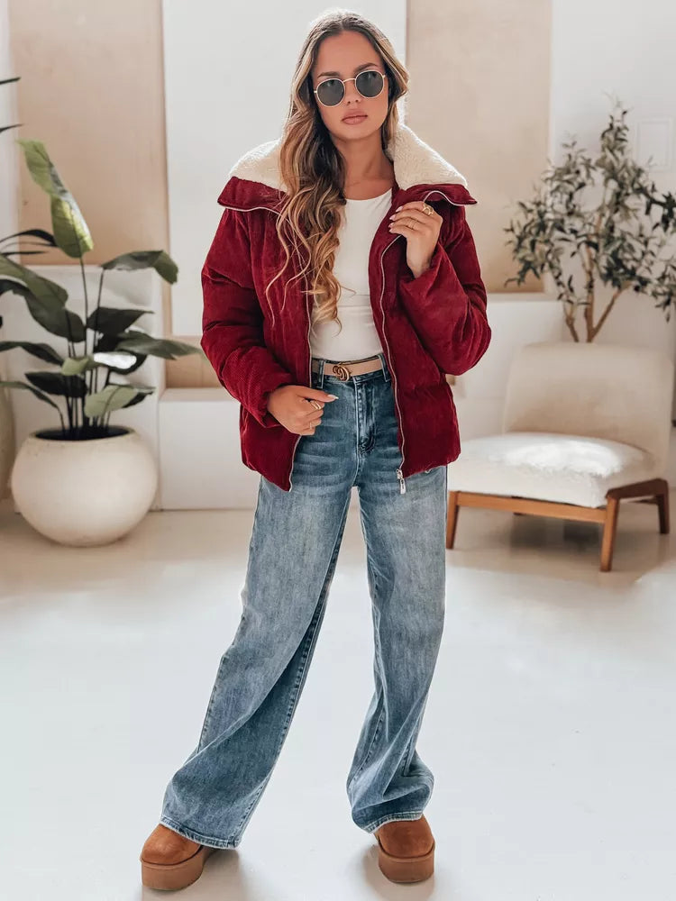 Sieviešu bordo krāsas ziemas jaka Trendy