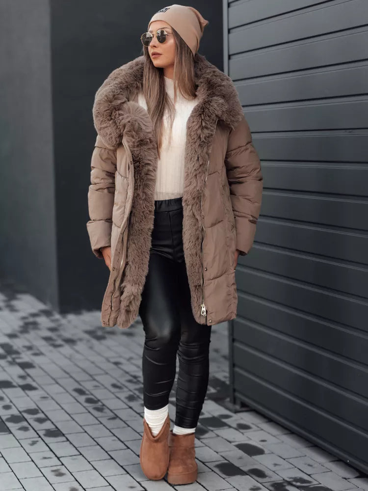 Sieviešu tumši brūna ziemas jaka Niki