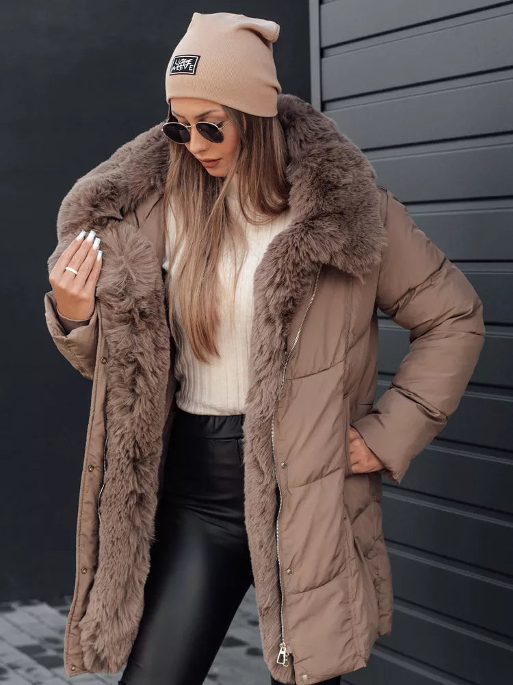 Sieviešu tumši brūna ziemas jaka Niki