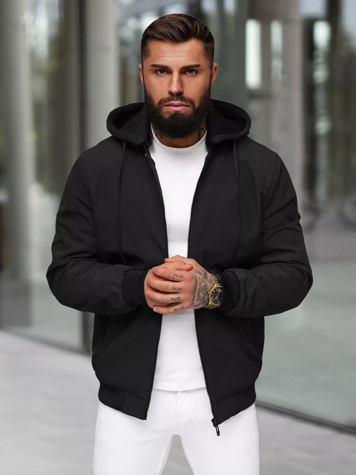 Vīriešu melna jaka Sense