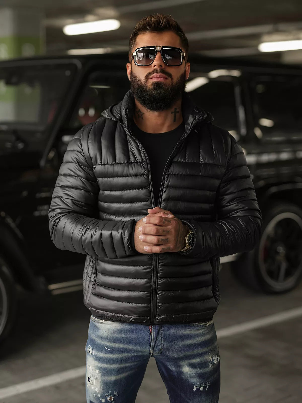 Vīriešu melna jaka Einar