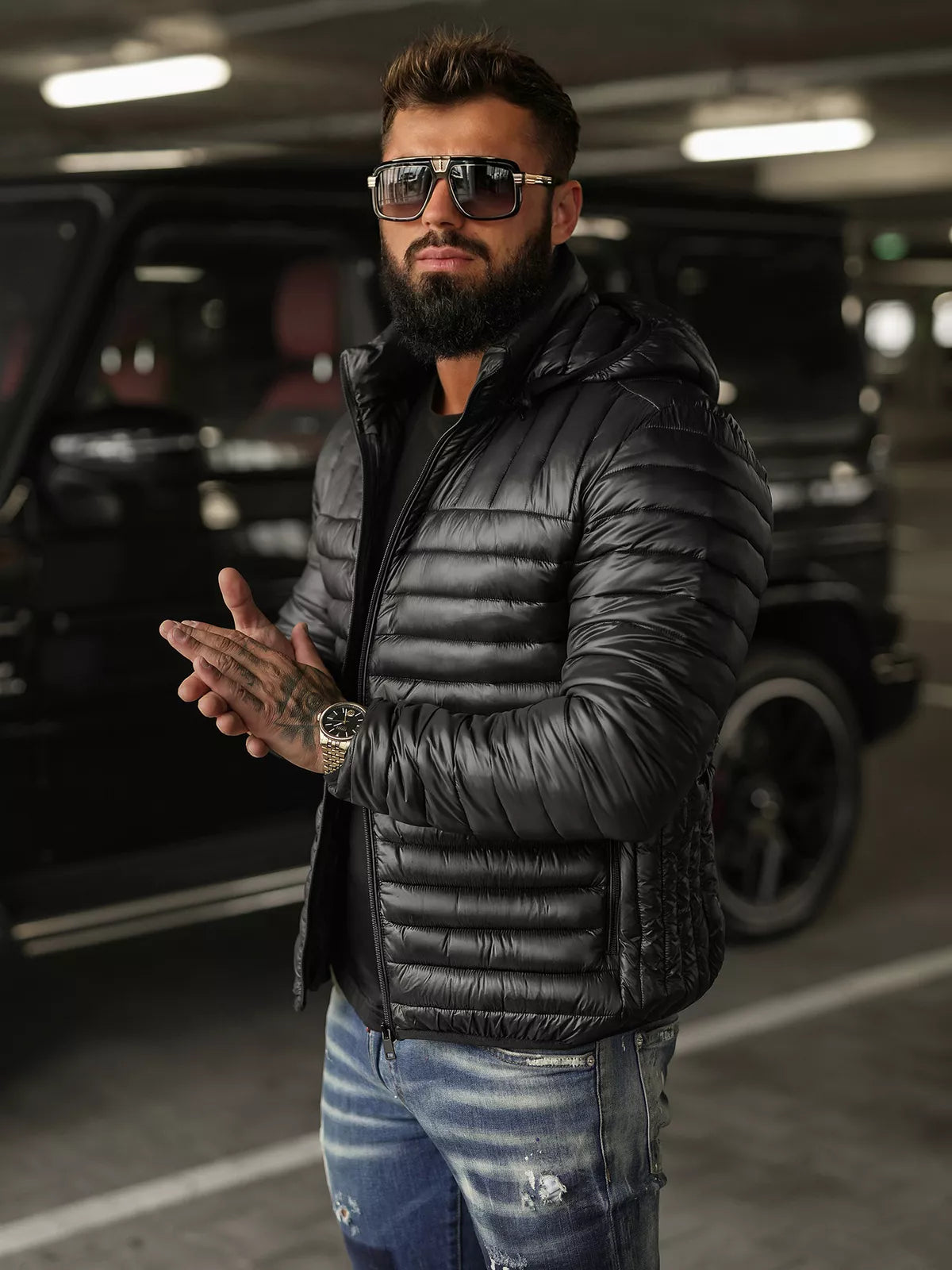 Vīriešu melna jaka Einar