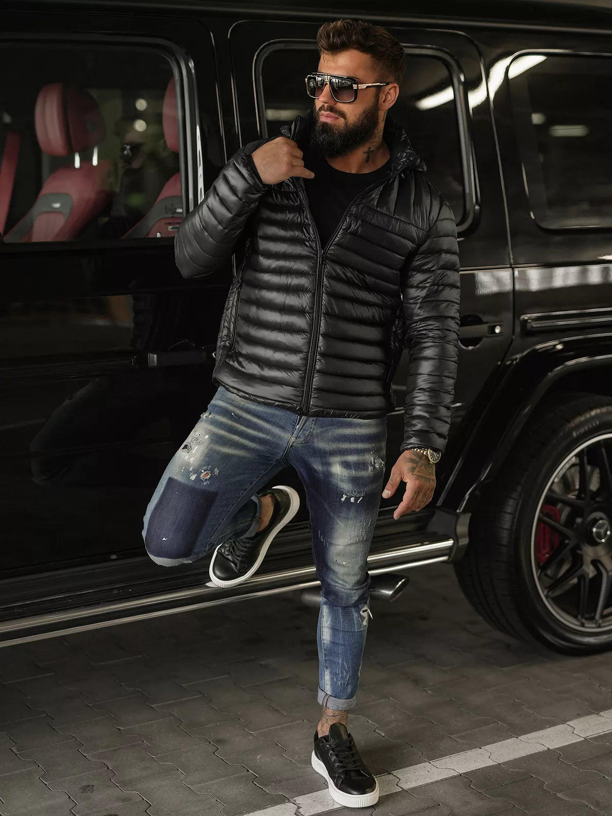 Vīriešu melna jaka Einar