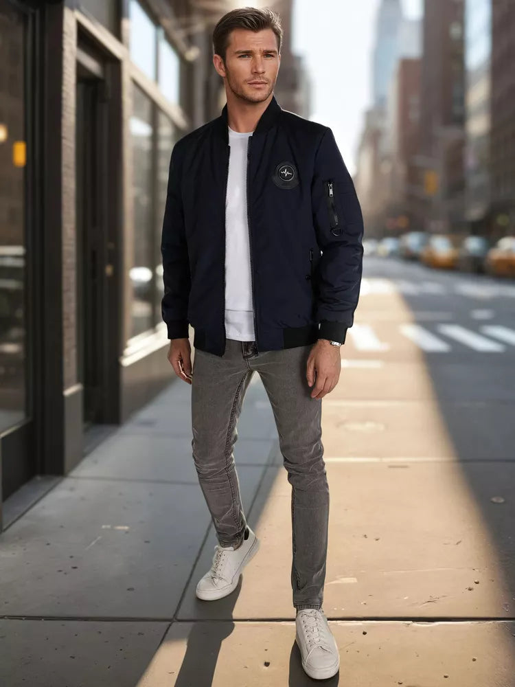 Vīriešu tumši zila jaka komplekts