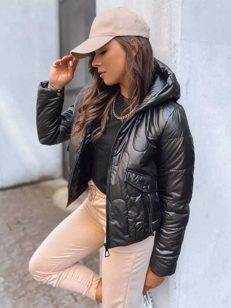 Sieviešu melna vilnas jaka