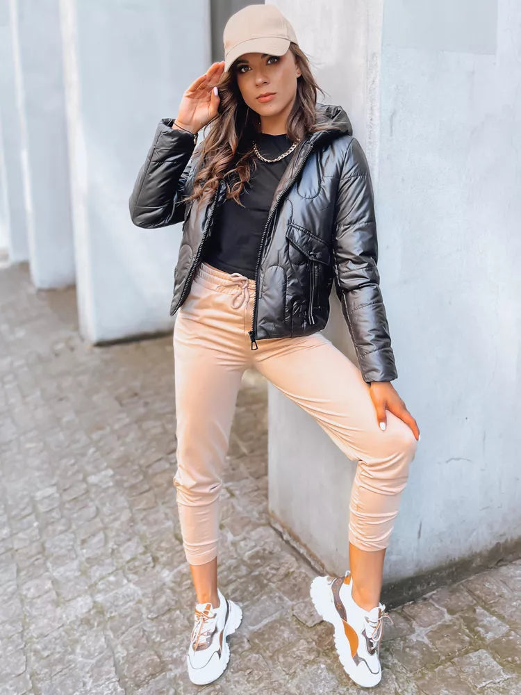 Sieviešu melna vilnas jaka