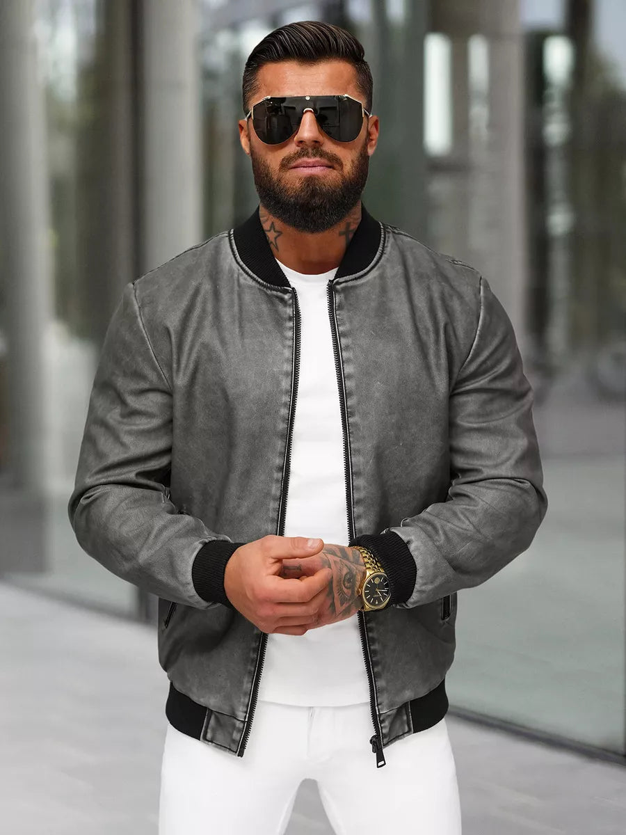 Lamer eko ādas pelēka jaka