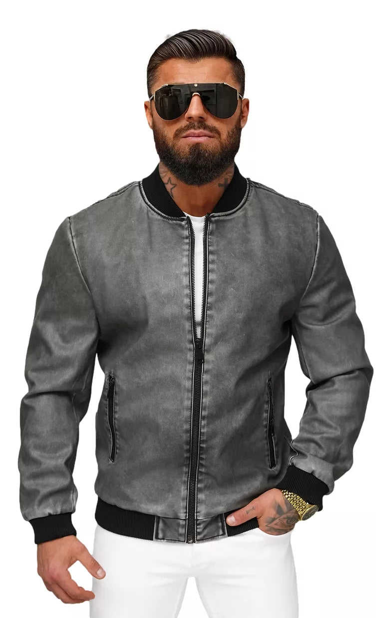 Lamer eko ādas pelēka jaka