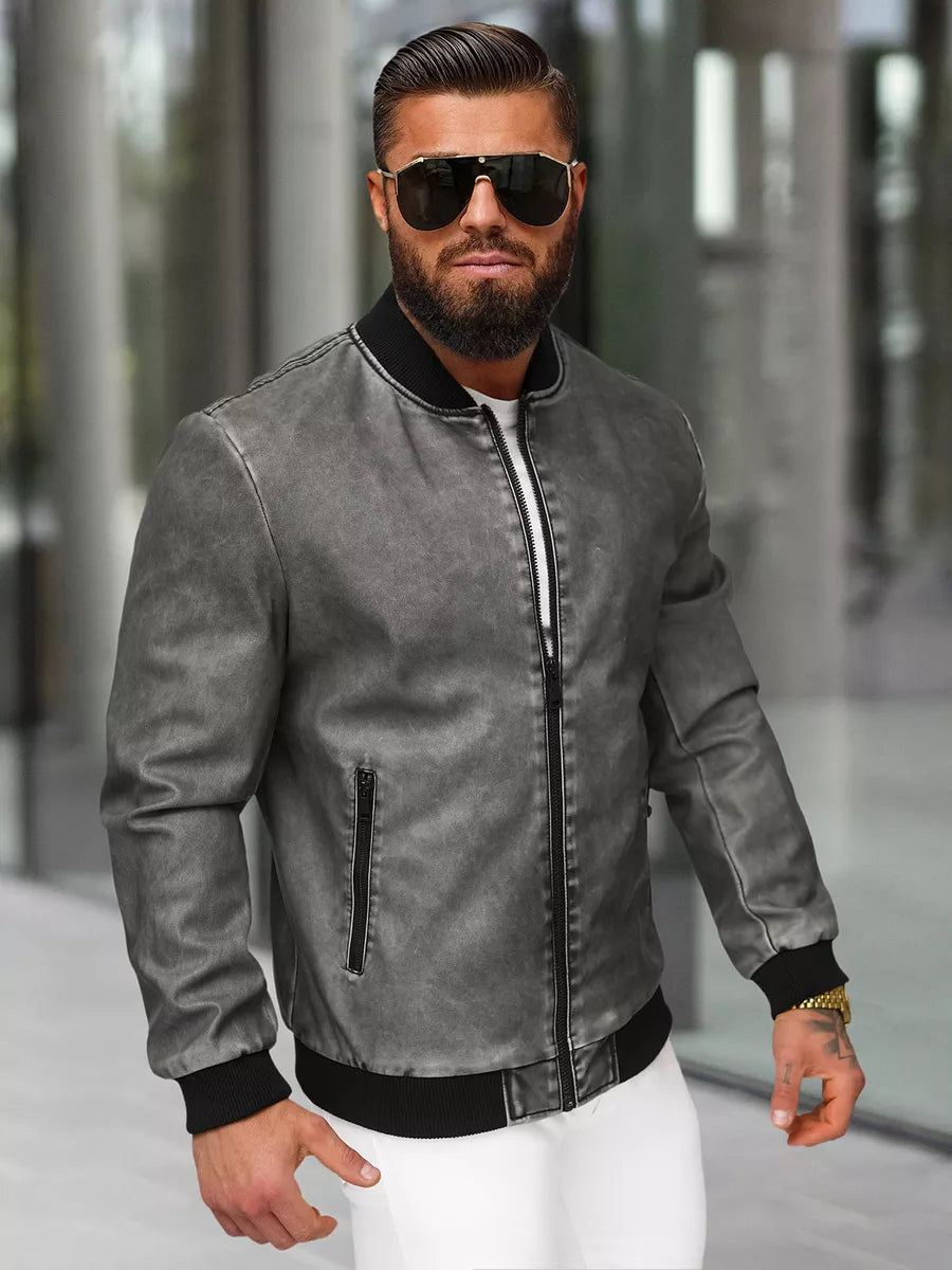 Lamer eko ādas pelēka jaka