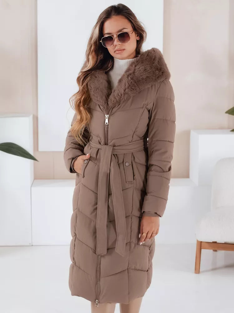 Sieviešu stepēta tumši brūna jaka Oris 