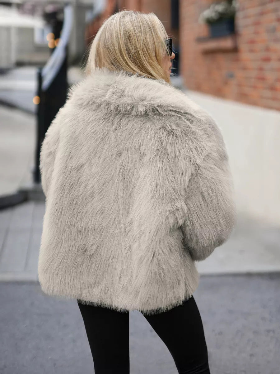 Sieviešu pelēka mākslīgās kažokādas jaka Sofin