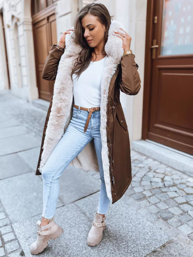 Brūna garā sieviešu jaka Harpe