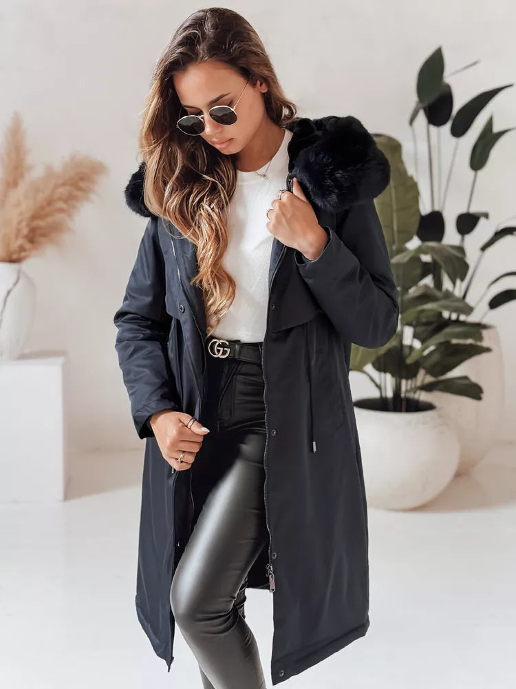 Tumši zila garā sieviešu jaka Juste