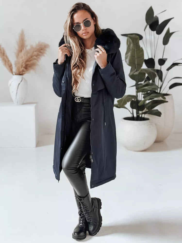 Tumši zila garā sieviešu jaka Juste