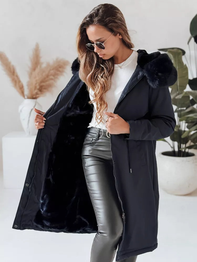 Tumši zila garā sieviešu jaka Juste