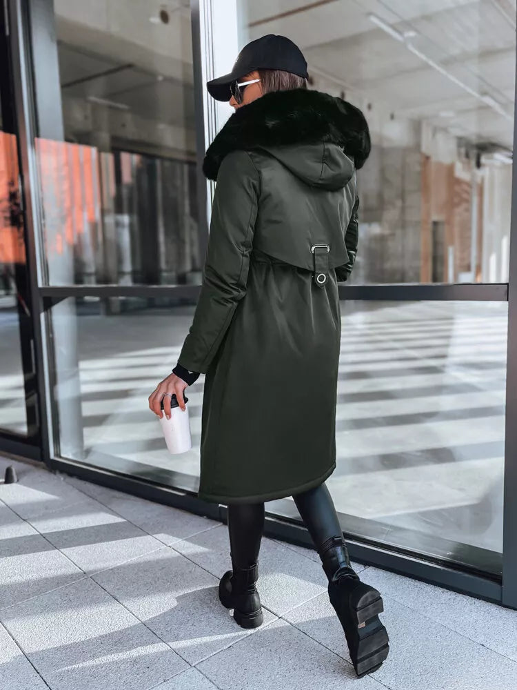 Khaki krāsas garā sieviešu jaka Juste