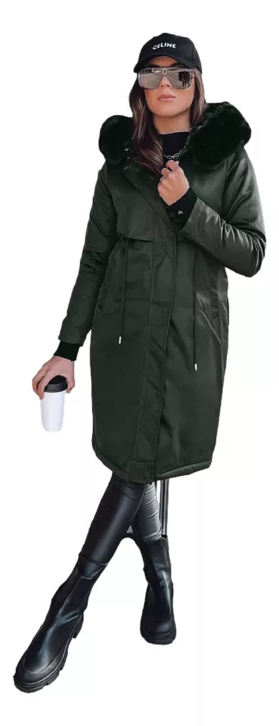 Khaki krāsas garā sieviešu jaka Juste