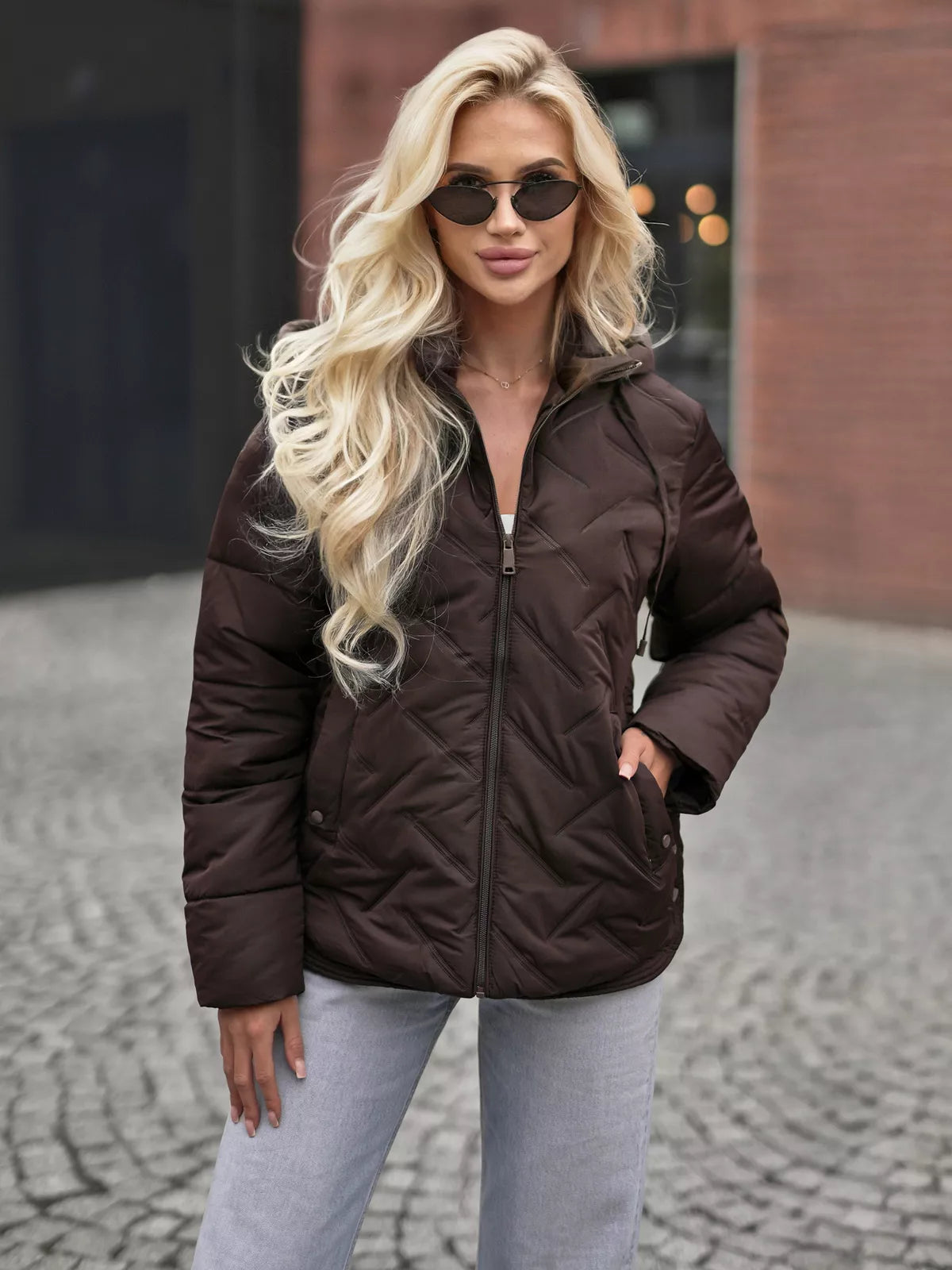 Sieviešu brūna jaka Erlin