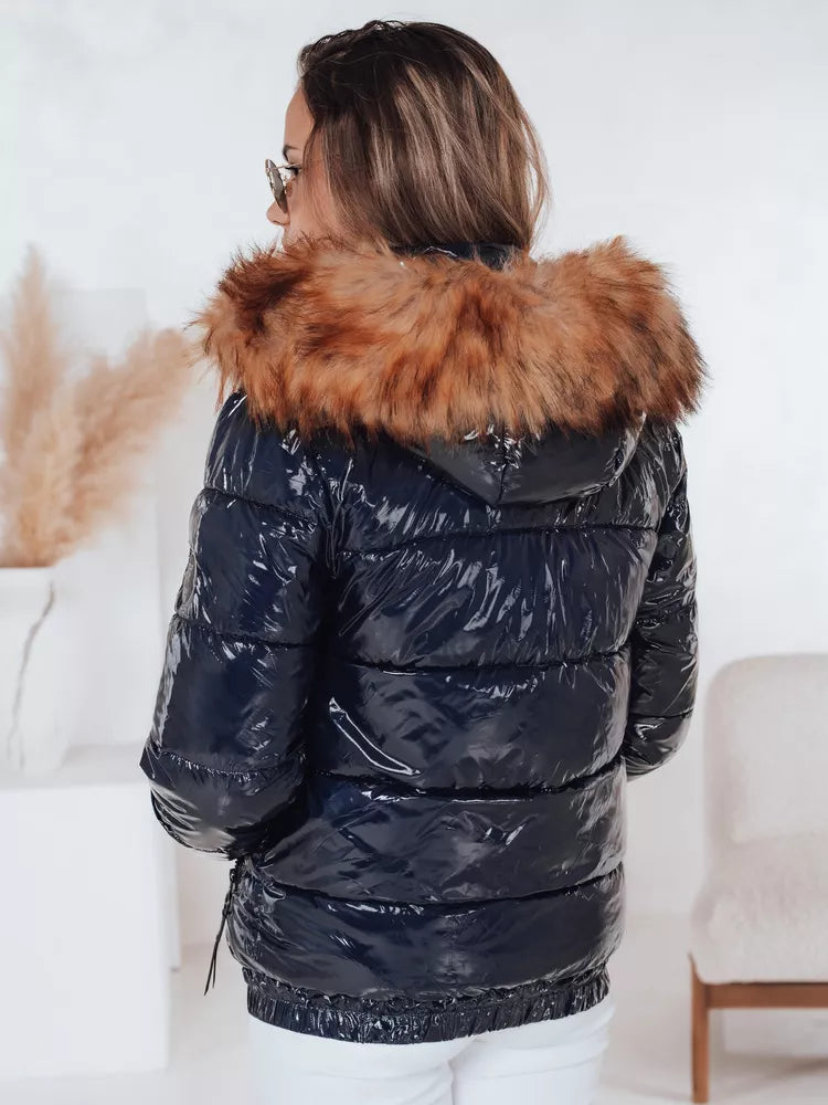 Sieviešu spīdīga tumši zila jaka Melani