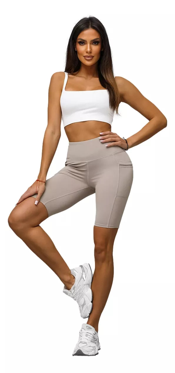 Sieviešu brūni baikeru šorti Neli