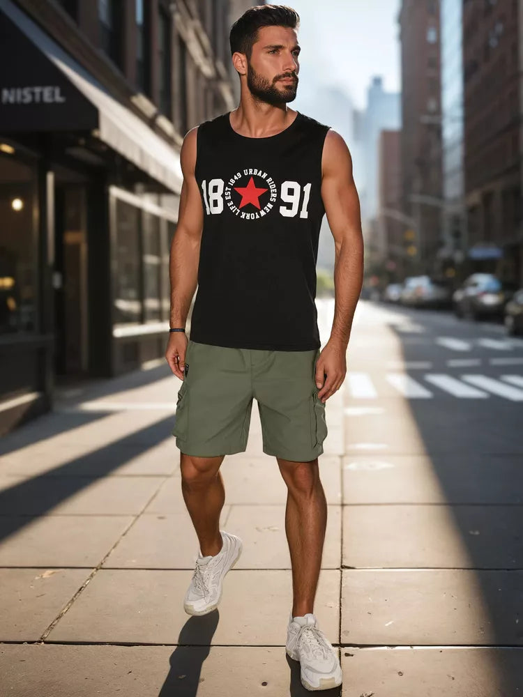 Vīriešu melns jātnieku T-krekls