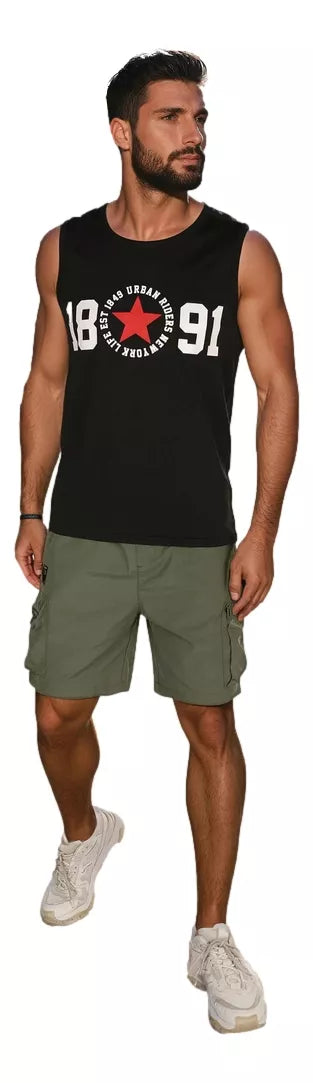 Vīriešu melns jātnieku T-krekls