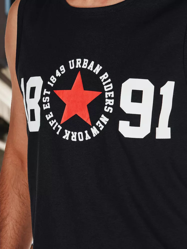 Vīriešu melns jātnieku T-krekls