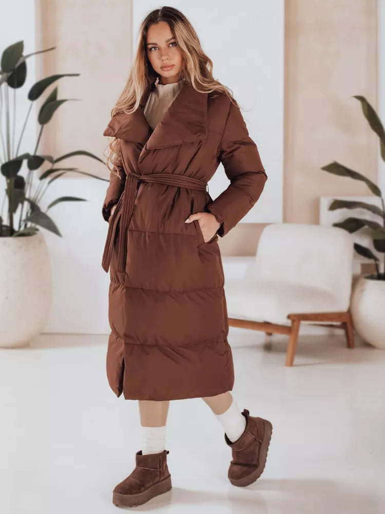 Sieviešu tumši brūna stepēta jaka Favi