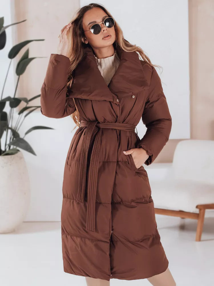 Sieviešu tumši brūna stepēta jaka Favi