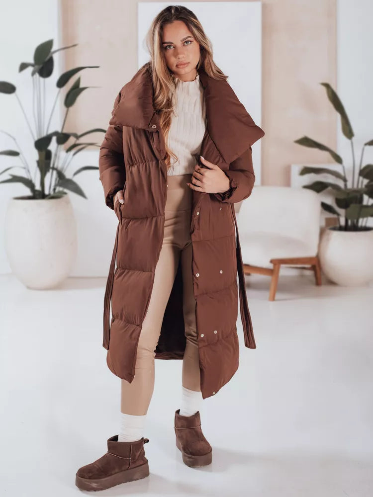 Sieviešu tumši brūna stepēta jaka Favi