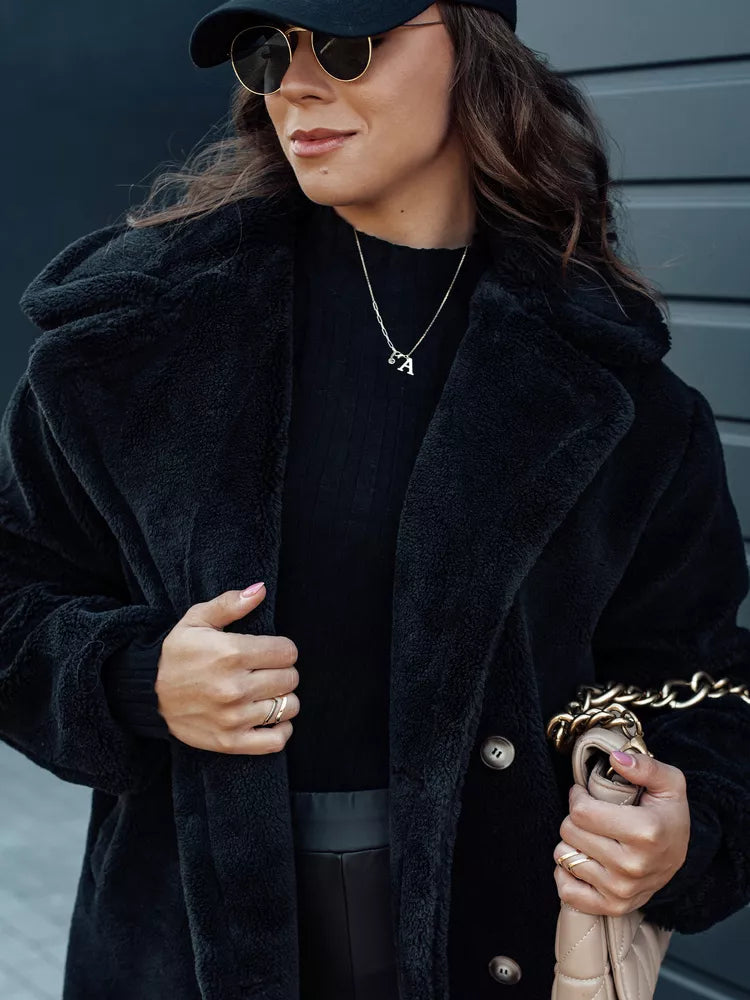 Sieviešu ziemas mētelis melns Luxer